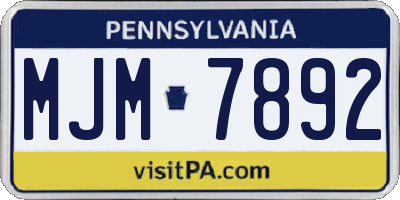 PA license plate MJM7892