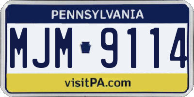 PA license plate MJM9114