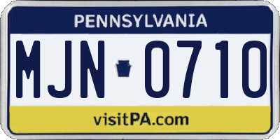 PA license plate MJN0710