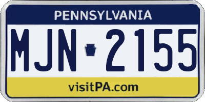 PA license plate MJN2155