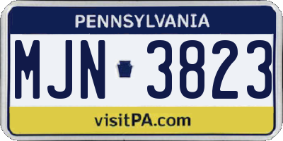 PA license plate MJN3823