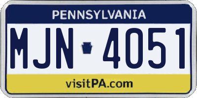 PA license plate MJN4051