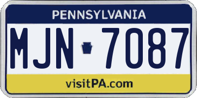 PA license plate MJN7087
