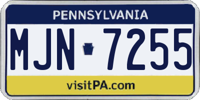 PA license plate MJN7255
