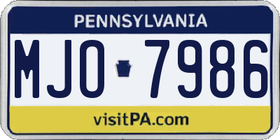 PA license plate MJO7986