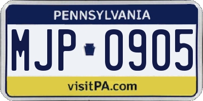 PA license plate MJP0905