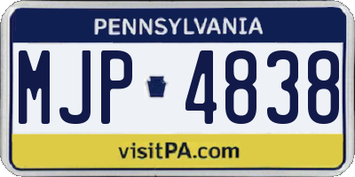 PA license plate MJP4838