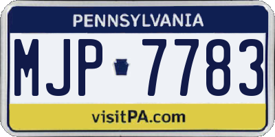 PA license plate MJP7783