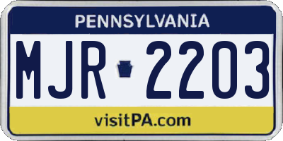 PA license plate MJR2203