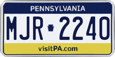 PA license plate MJR2240