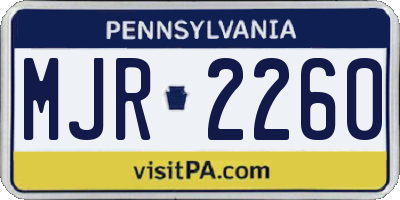 PA license plate MJR2260