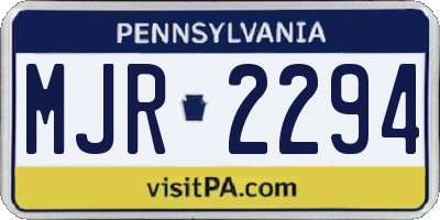 PA license plate MJR2294