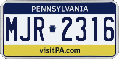 PA license plate MJR2316