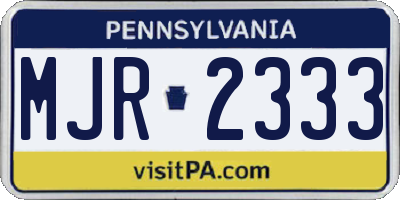 PA license plate MJR2333
