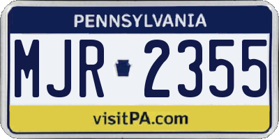 PA license plate MJR2355