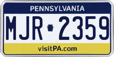 PA license plate MJR2359