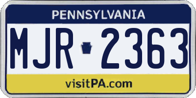 PA license plate MJR2363