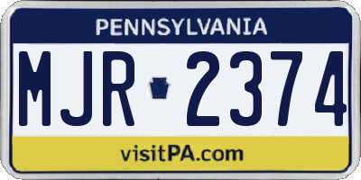 PA license plate MJR2374