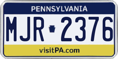 PA license plate MJR2376