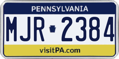 PA license plate MJR2384