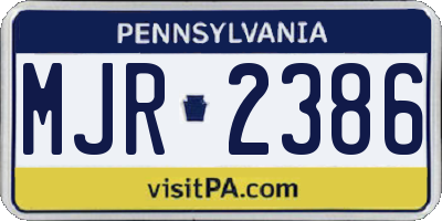 PA license plate MJR2386