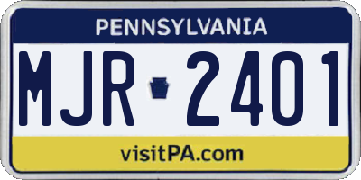 PA license plate MJR2401