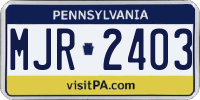 PA license plate MJR2403