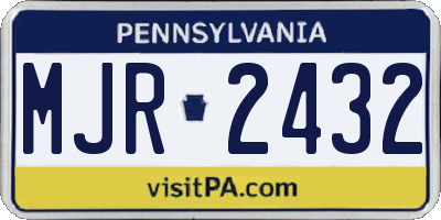 PA license plate MJR2432