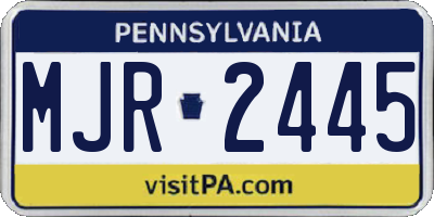 PA license plate MJR2445