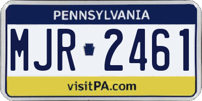 PA license plate MJR2461