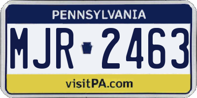 PA license plate MJR2463