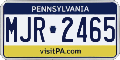 PA license plate MJR2465