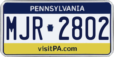 PA license plate MJR2802