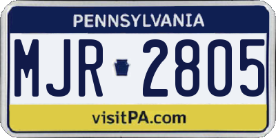 PA license plate MJR2805