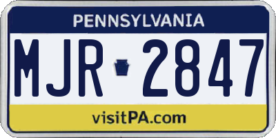 PA license plate MJR2847