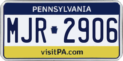 PA license plate MJR2906