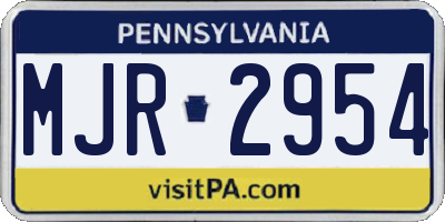 PA license plate MJR2954