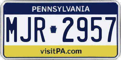 PA license plate MJR2957