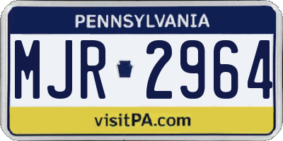 PA license plate MJR2964