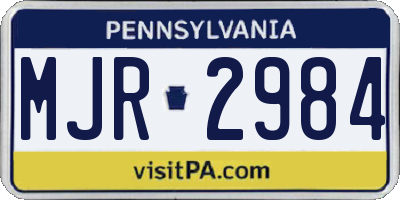 PA license plate MJR2984