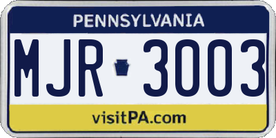 PA license plate MJR3003