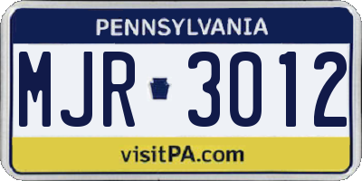 PA license plate MJR3012