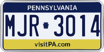 PA license plate MJR3014