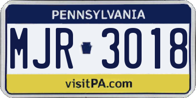 PA license plate MJR3018