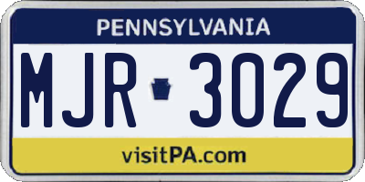 PA license plate MJR3029