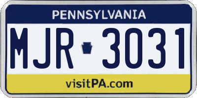 PA license plate MJR3031