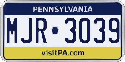 PA license plate MJR3039