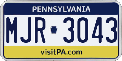 PA license plate MJR3043