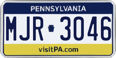 PA license plate MJR3046