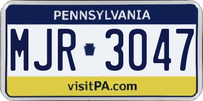 PA license plate MJR3047